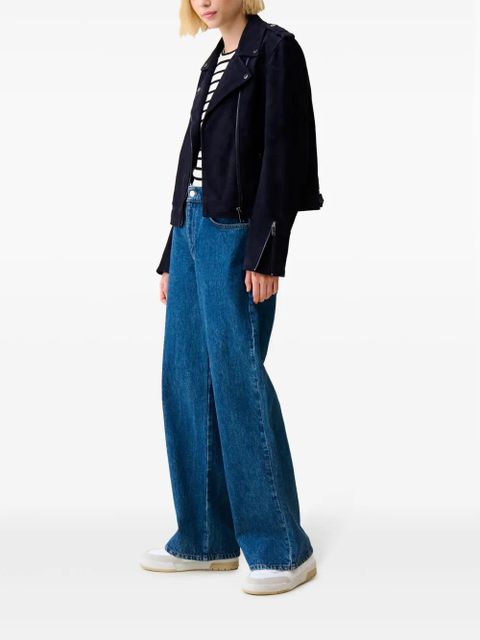 Claudie Pierlot suede biker jacket - Blue