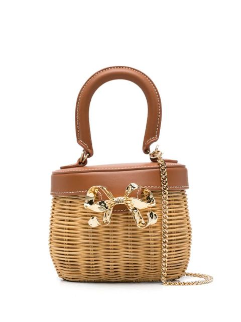 Self-Portrait Rattan Bow Basket tote bag - Neutrals - zdjęcie produktu nr 1