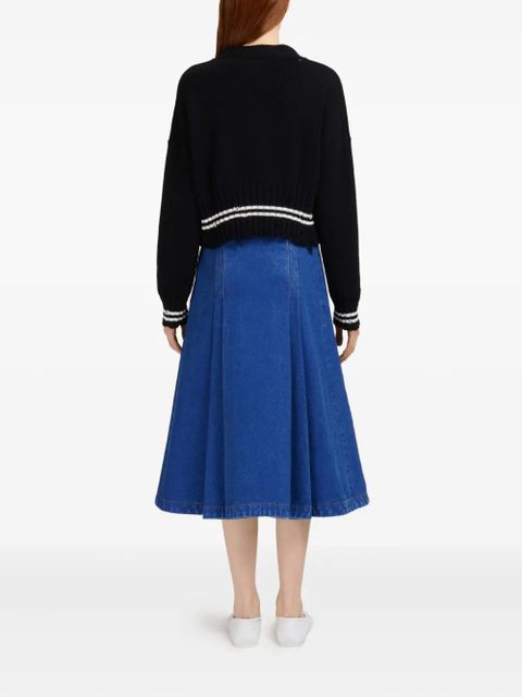 Marni pleate-detailed denim skirt - Blue