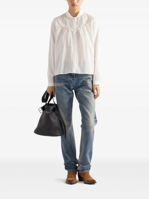 Prada band-collar batiste shirt - White
