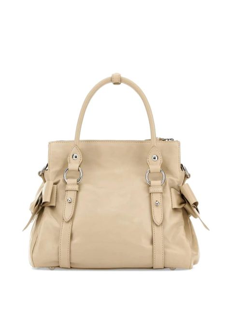 Miu Miu bow-detail logo-embossed leather tote bag - Neutrals - zdjęcie produktu nr 2