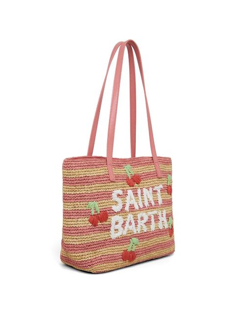 MC2 Saint Barth City striped cherry raffia shoulder bag - Pink