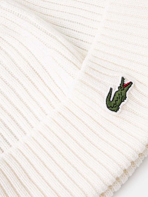 Lacoste czapka wełniana kolor biały wełniana