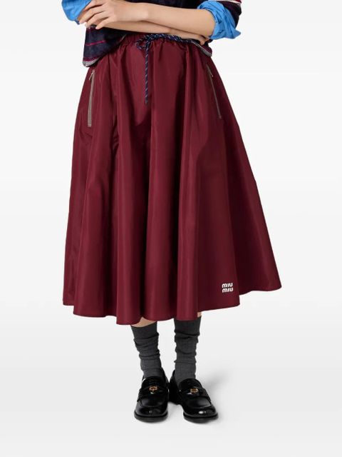 Miu Miu elasticised-waistband metal-zipper midi skirt - Red