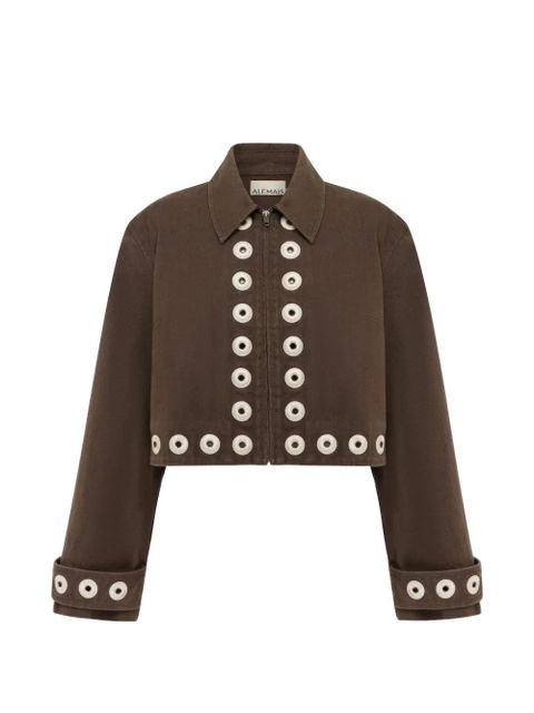 ALEMAIS Tobe eyelet-embellished cropped jacket - Brown - zdjęcie produktu nr 1