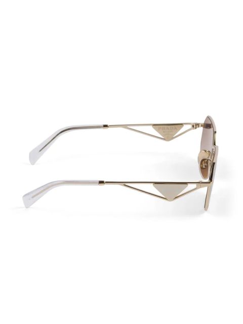 Prada Eyewear triangle-logo rectangle-frame sunglasses - Gold