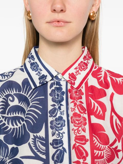 FARM Rio floral-print short-sleeve shirt - Blue