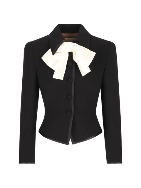 Valentino Garavani bow-embellishment button-fastening wool jacket - Black - zdjęcie produktu nr 1