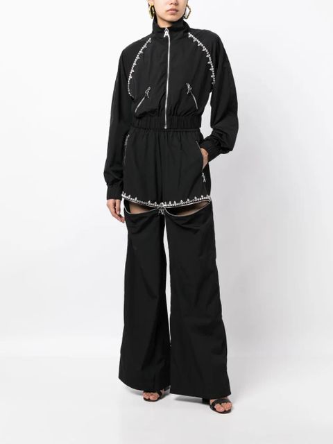 AREA crystal-embellished zip-up jacket - Black