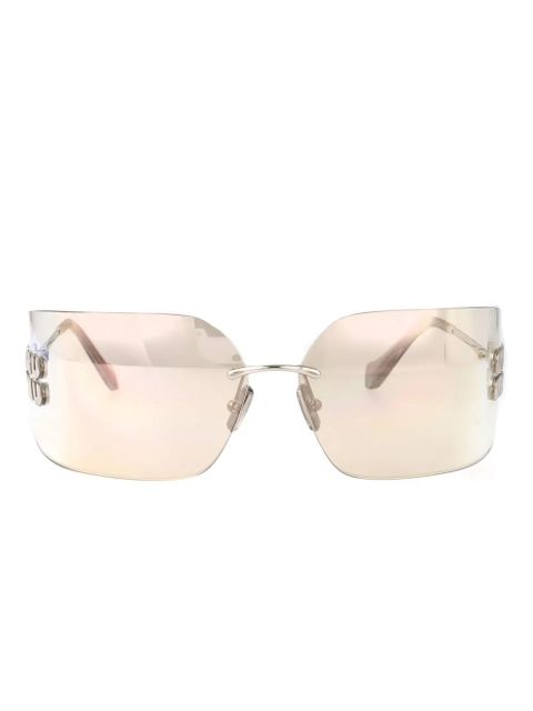 Miu Miu Eyewear logo-plaque geometric sunglasses - Silver - zdjęcie produktu nr 1