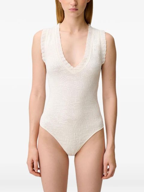 Claudie Pierlot ruffled V-neck top - Neutrals