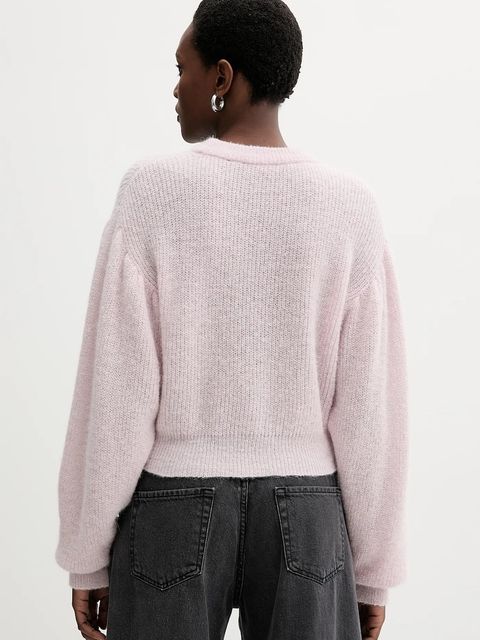 Rotate sweter z wełną damski kolor różowy lekki 114278191