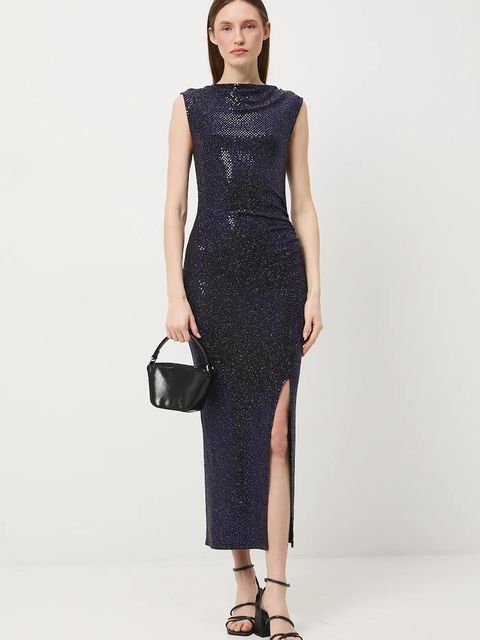 Medicine sukienka kolor granatowy maxi dopasowana - zdjęcie produktu nr 2