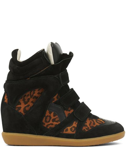 ISABEL MARANT 50mm Bekett leopard-print wedge sneakers - Brown - zdjęcie produktu nr 1