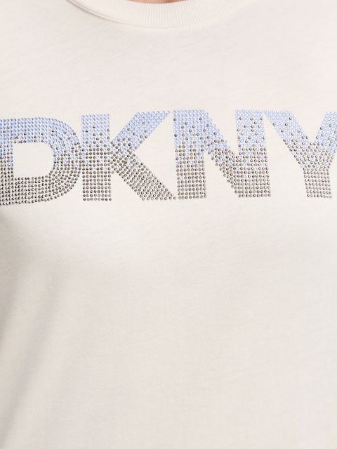 Dkny t-shirt bawełniany damski kolor beżowy DP6T1557