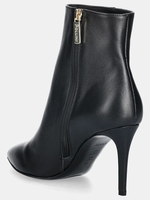 Pollini botki skórzane damskie kolor czarny na szpilce SA21038M0NTE0000