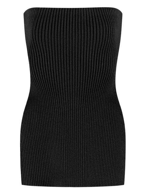 Manière De Voir rib-knit slit bandeau top - Black - zdjęcie produktu nr 2