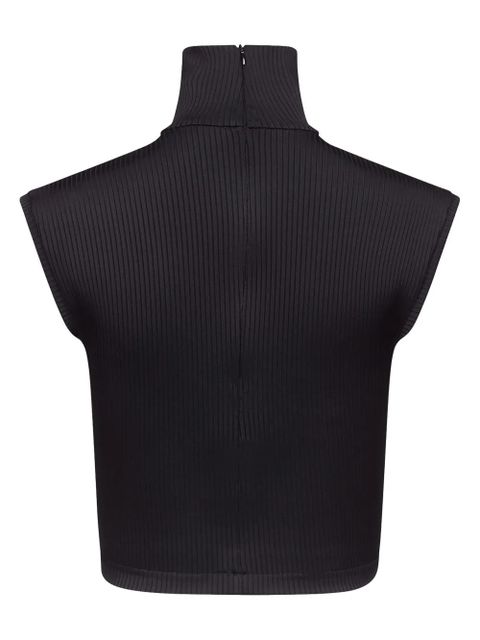 AREA star-stud rib-knit crop top - Black