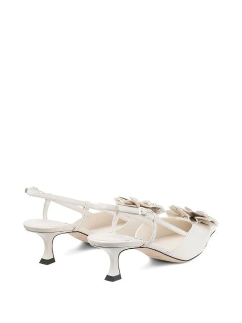 Jimmy Choo 50mm Mimmi flower sling back pumps - White