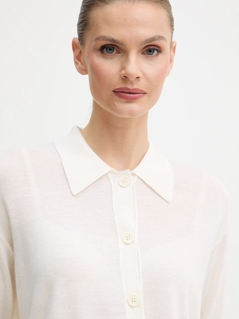 Armani Exchange kardigan wełniany damski kolor beżowy lekki XW000773 AF16602