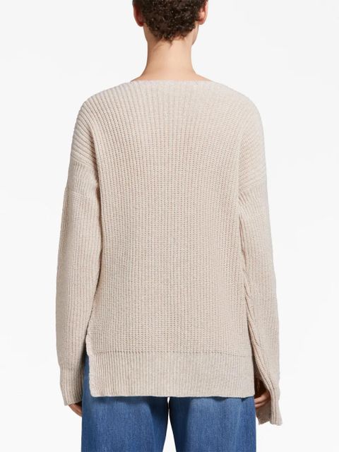 Marni V-neck virgin-wool cardigan - Brown