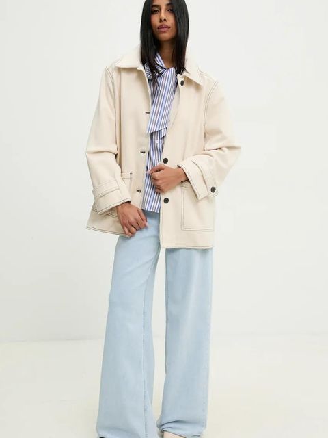 Answear.LAB kurtka koszulowa bawełniana kolor beżowy przejściowa - zdjęcie produktu nr 2