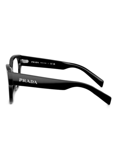 Prada Eyewear round-frame logo-lettering glasses - Black