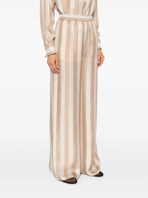 FENDI Pequin-stripe silk palazzo pants - Neutrals