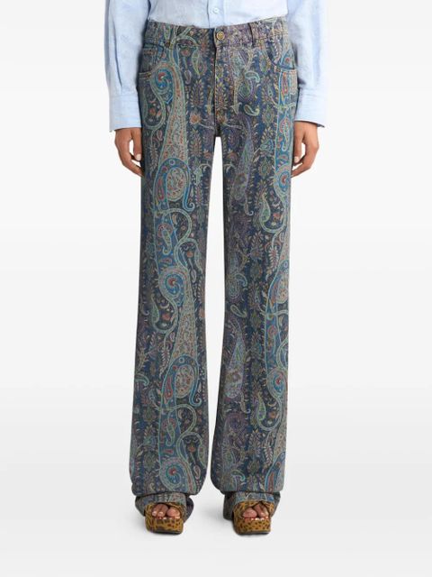 ETRO floral paisley-motif flared jeans - Blue