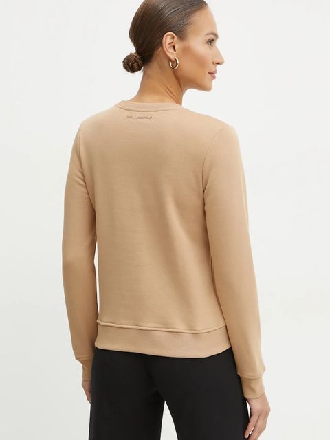 Karl Lagerfeld bluza damska kolor beżowy gładka A1W20066