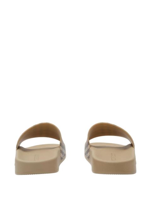 Burberry check round-toe slides - Neutrals
