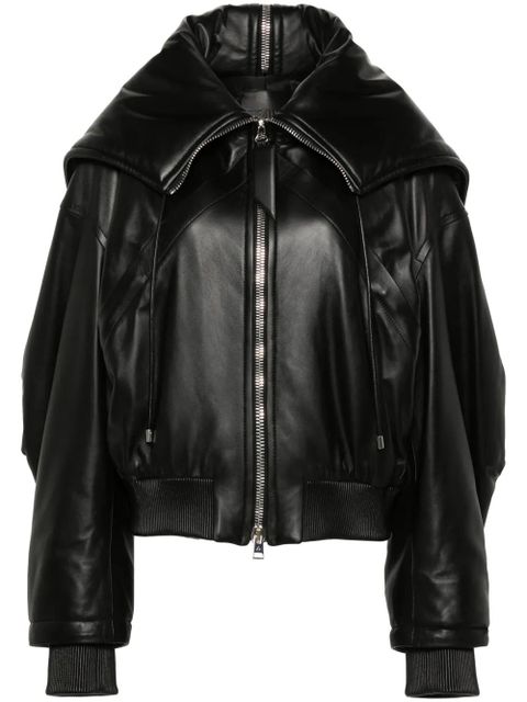 The Attico padded leather bomber jacket - Black - zdjęcie produktu nr 1
