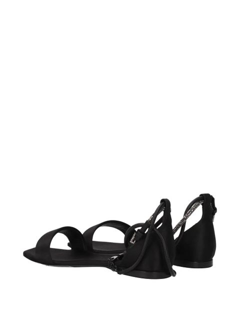 Max Mara crystal-embellished satin sandals - Black