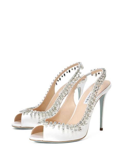 Aquazzura 105mm Temptation crystal-embellished slingback sandals - White