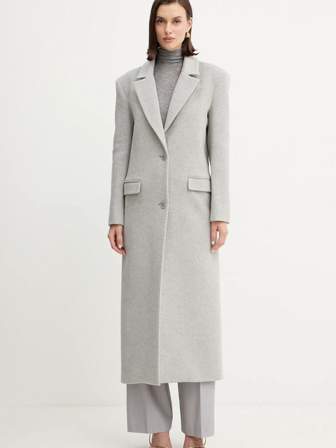 Patrizia Pepe płaszcz z dodatkiem wełny kolor szary 2O0212 A512
