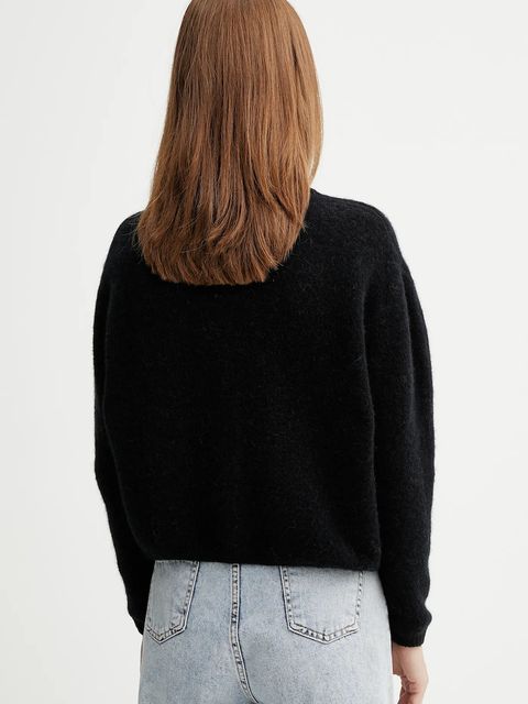 American Vintage kardigan wełniany GILET ML COL ROND kolor czarny VITO19E