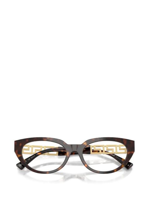 Versace Eyewear geometric-frame greek-key glasses - Brown