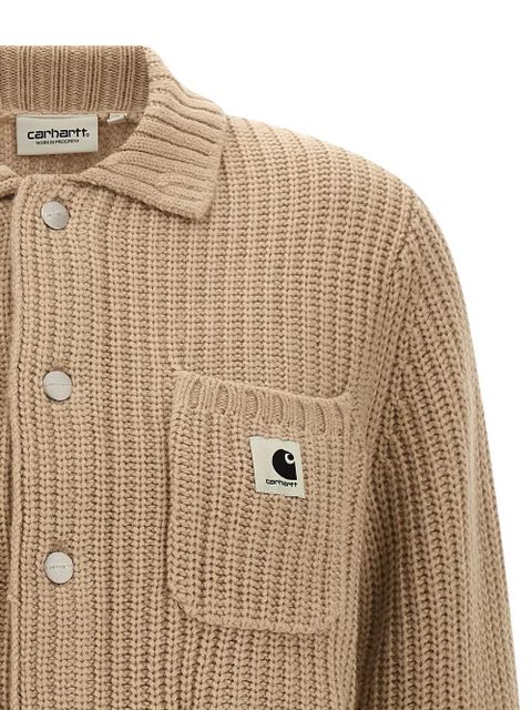 Carhartt WIP ribbed logo-patch cardigan - Neutrals