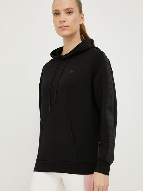 Guess bluza BRENDA damska kolor czarny z kapturem z aplikacją V2YQ18 K7UW2 - zdjęcie produktu nr 1