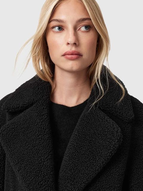 AllSaints płaszcz kolor czarny W062OB