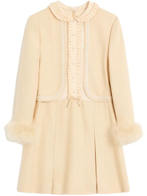Valentino Garavani feather-trim mini dress - Neutrals
