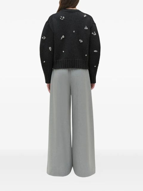 Simkhai Coraline floral-embellished crew-neck sweater - Black