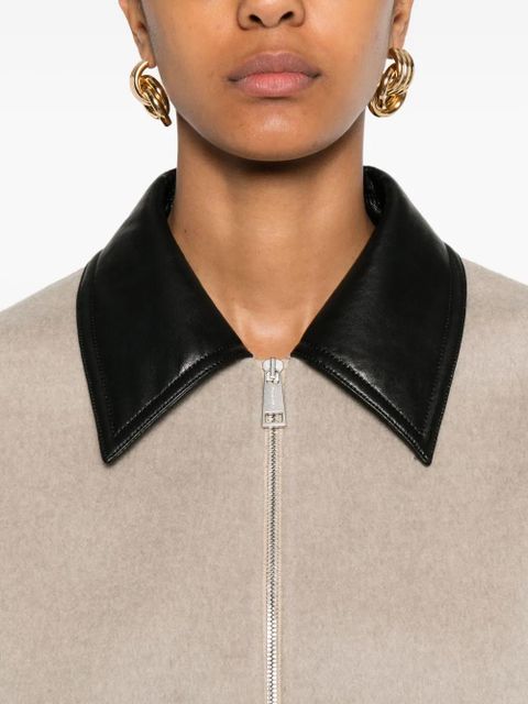 Nanushka leather-collar zip-up jacket - Neutrals - zdjęcie produktu nr 2