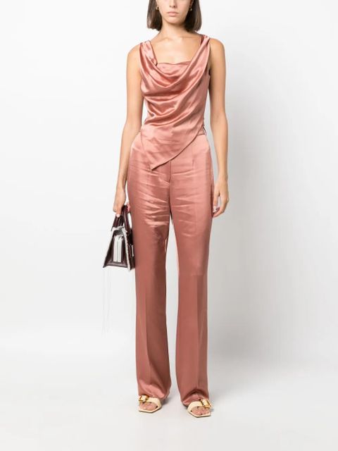 Nanushka Petra sleeveless draped satin top - Pink