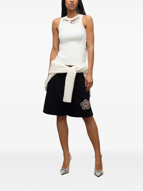 AREA crystal-embellished ribbed tank top - White - zdjęcie produktu nr 2