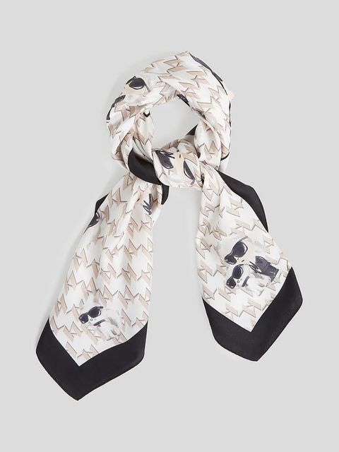 Karl Lagerfeld apaszka jedwabna IKON damska kolor biały wzorzysta A3W33066