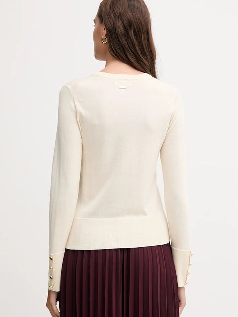 Barbour sweter z wełną CARLBY damski kolor beżowy lekki LKN1686