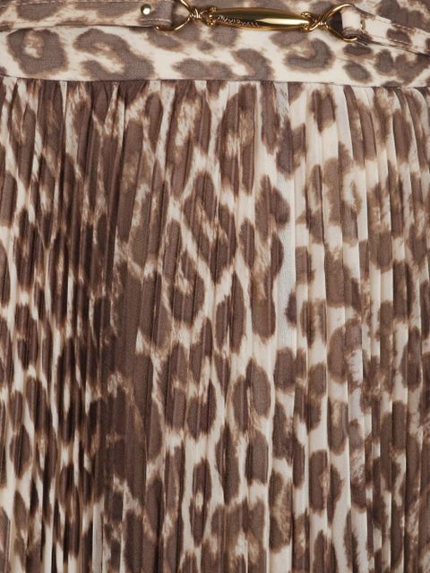 ZIMMERMANN Sunray leopard-print pleated skirt - Brown