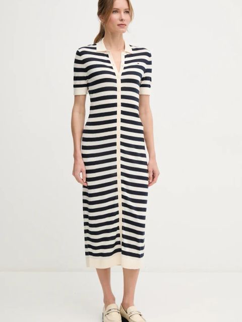 Tommy Hilfiger sukienka kolor granatowy midi dopasowana WW0WW44529