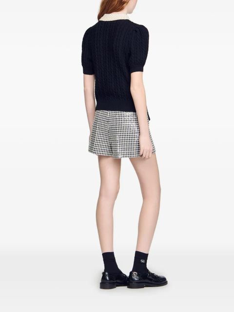 SANDRO collar-detail polo top - Black